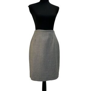 JONES New York black white houndstooth check wool pencil skirt Sz 10